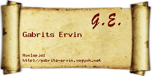 Gabrits Ervin névjegykártya